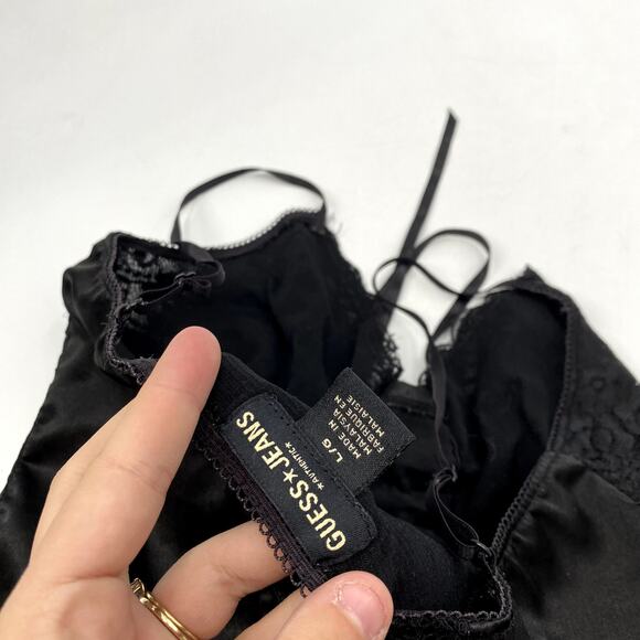 Guess Jeans Y2K Black Lace Lace up Cami - Picture 4 of 4